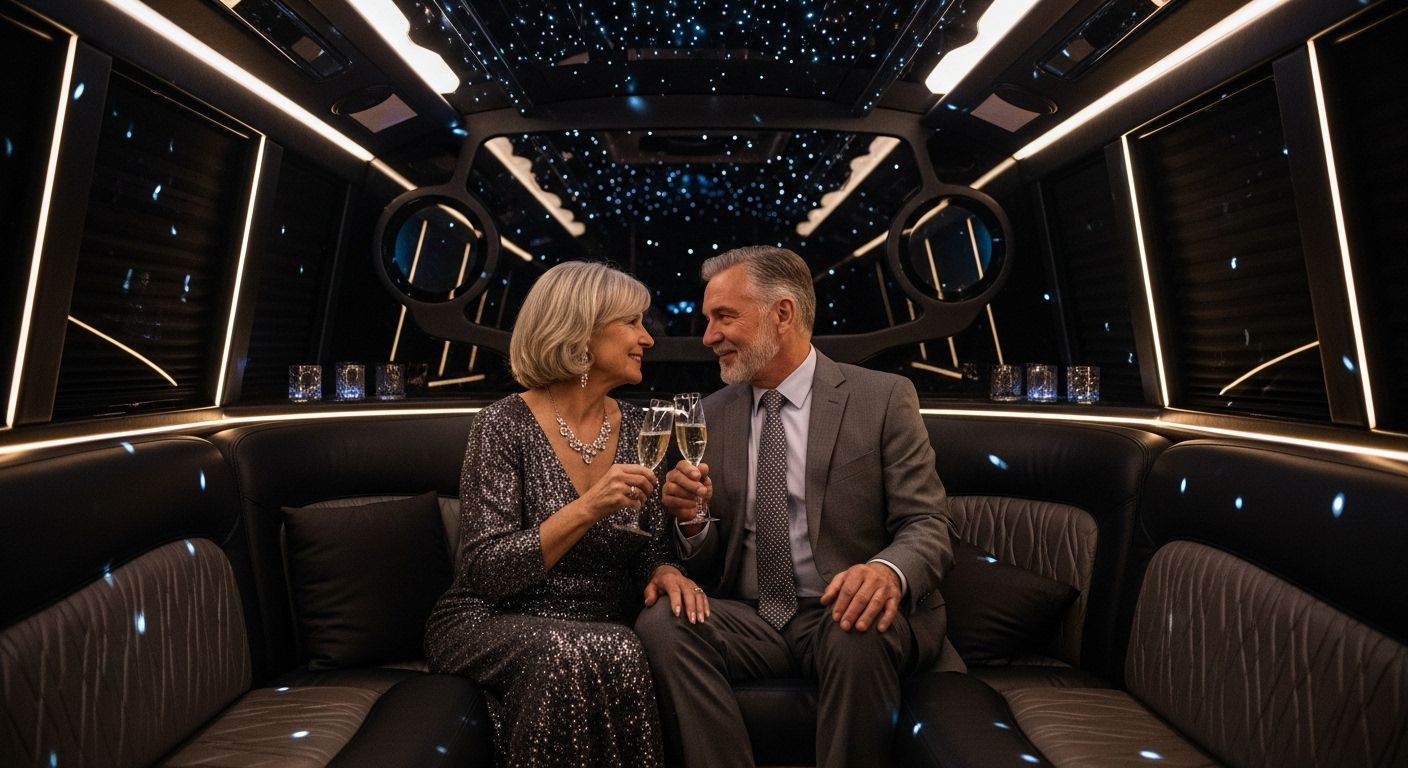 Anniversary party bus hire - romantic luxury transport for wedding anniversaries and milestone celebrations
