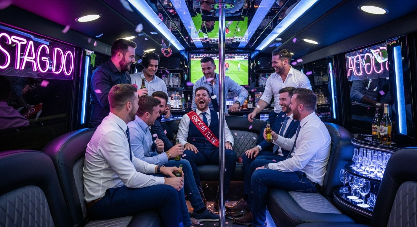 Stag do party bus hire - luxury transport for stag nights, bachelor parties and lads celebrations