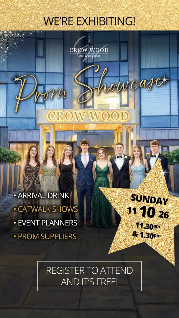 Crow Wood Hotel Prom Showcase flyer — Sunday 11th October 2026 at 11.30am and 1.30pm